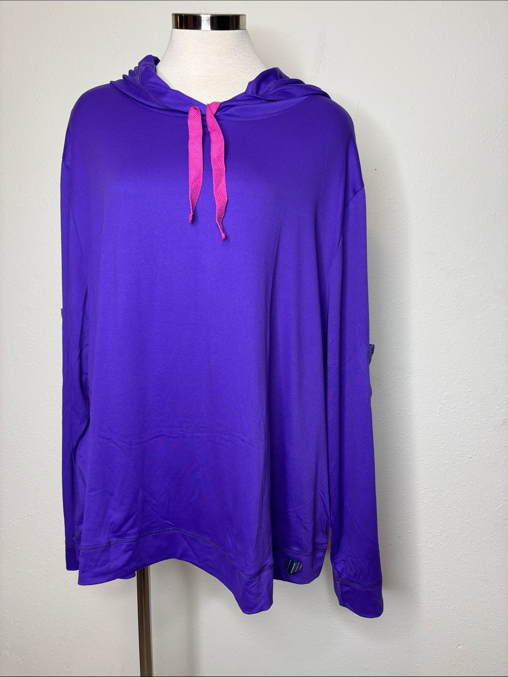 lug Purple Hooded Long-Sleeve Top with Pink Drawcord